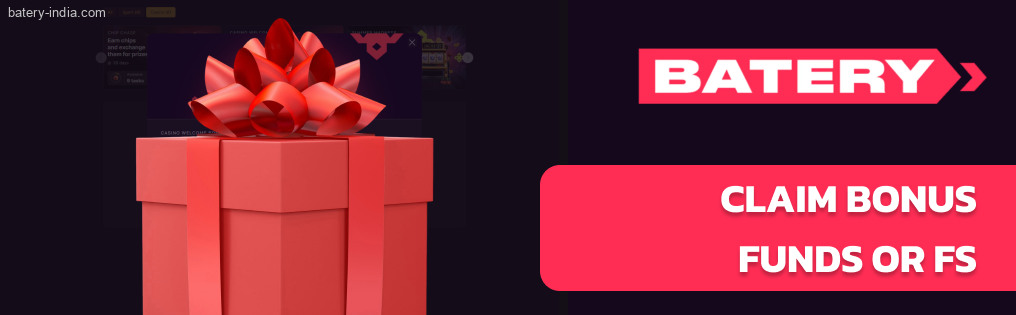 Claim Batery Bet bonus funds or FS
